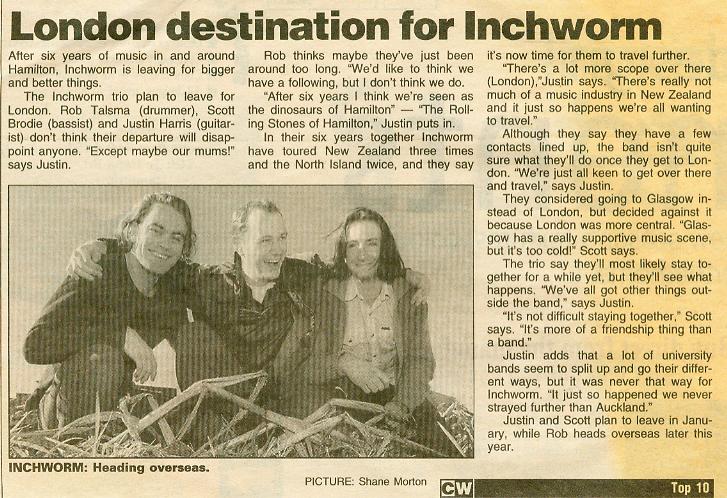 City Weekend story, September 10, 1999, prior to Scott and Robs departure to England